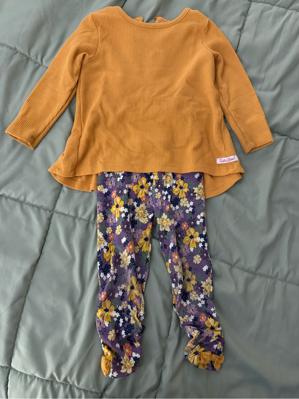 Ruffle Butts Mustard Waffle Knit Top